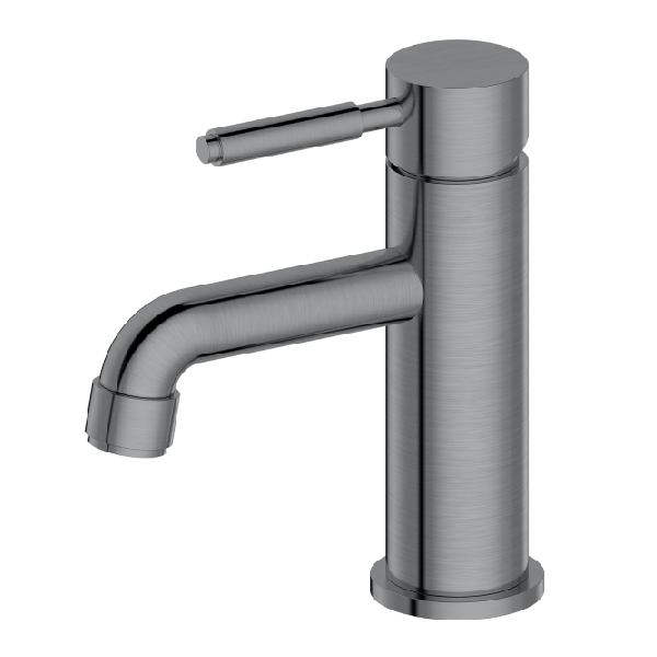 Grifo para lavabo de caño curvo bajo, color gris metalizado cepillado, WB871BS