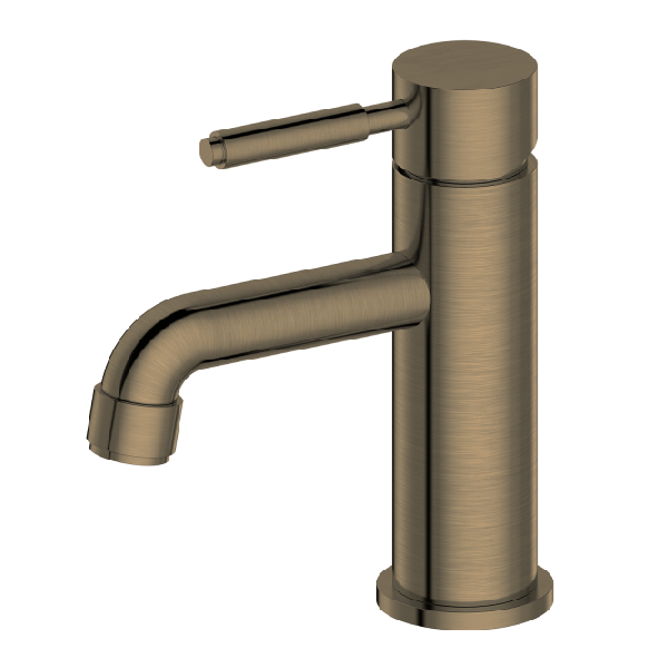 Grifo de lavabo de latón antiguo con caño curvo y base baja WB871F