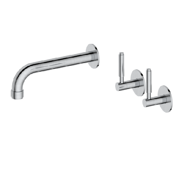 Gebürstetes Nickel - Zweigriff-Waschtischarmatur zur Wandmontage WB872NS