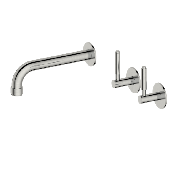 Gebürstetes Nickel Gold - Zweigriff-Waschtischarmatur zur Wandmontage WB872PS