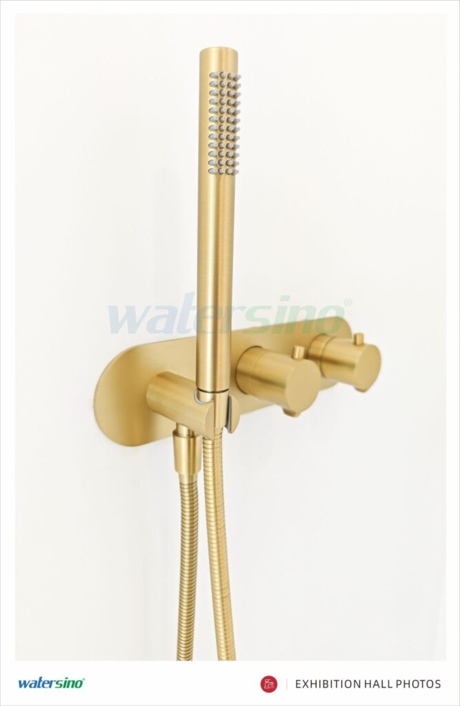 Brushed gold finish shower