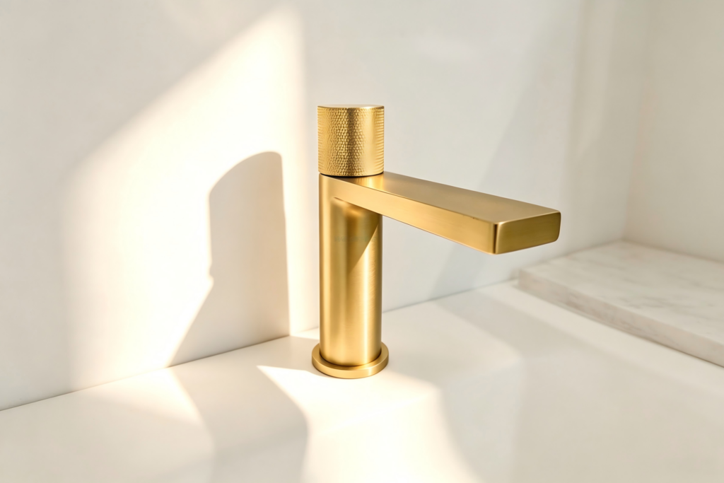 Brushed gold basin faucet